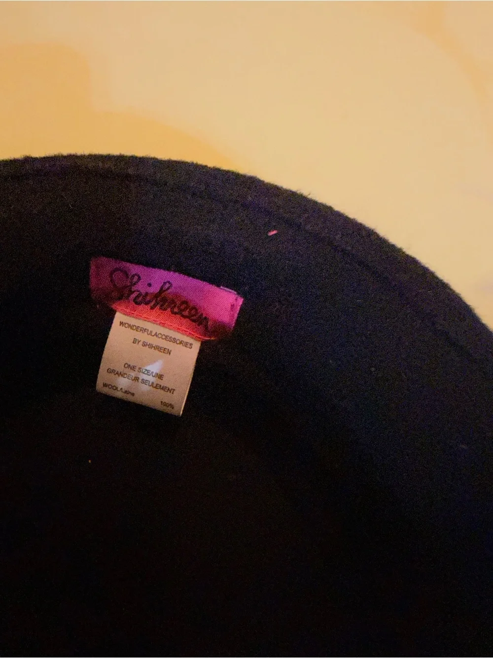 Black Wool Cloche Hat with Rosette